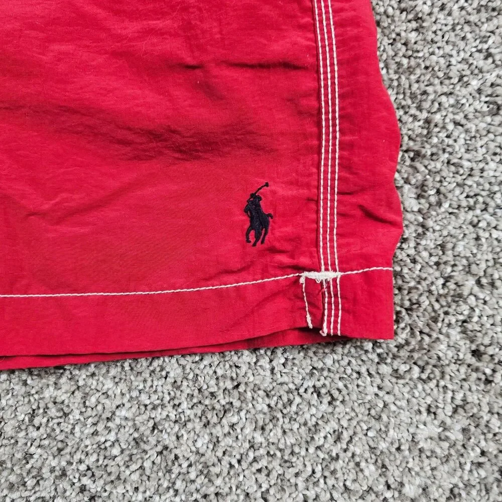 Vintage Polo Ralph Lauren Shorts Mens Medium Red Trunks Board Shorts Swim Beach